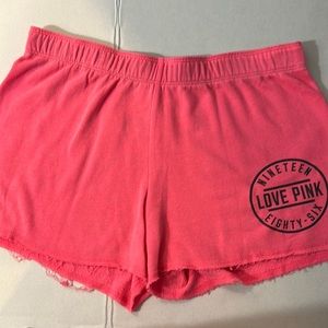 Pink Victoria’s Secret Pink Pull On Raw Hem Sweat Shorts Elastic Waist SP